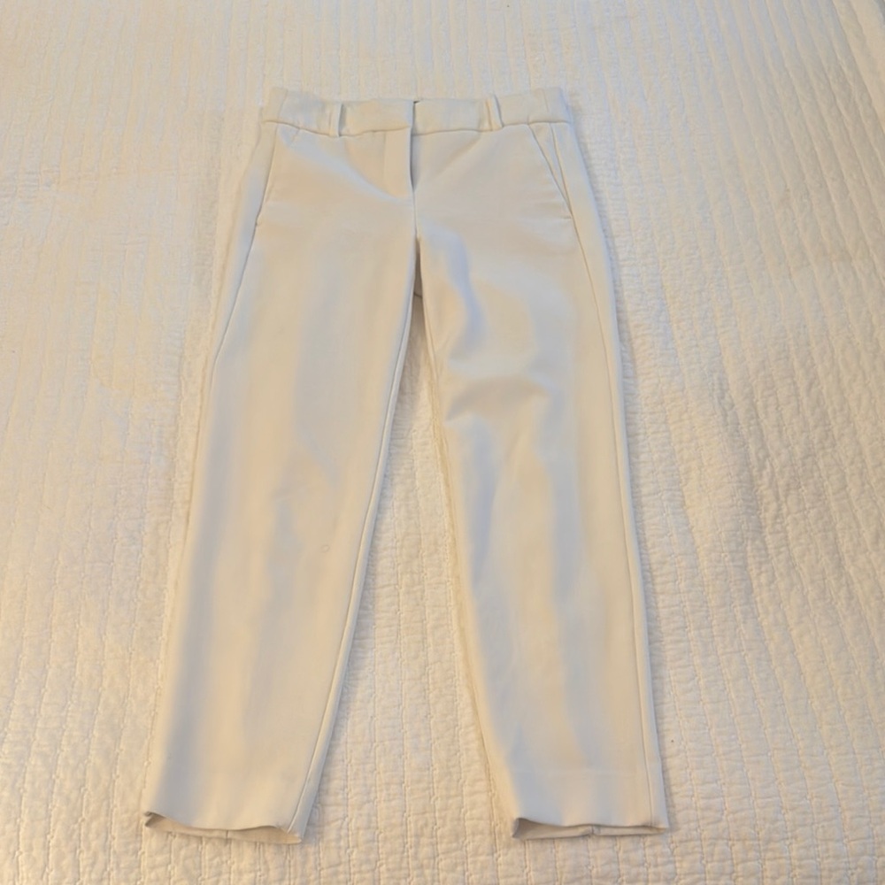 J. Crew Cameron White Ankle Cropped Pants Classic Straight-Leg